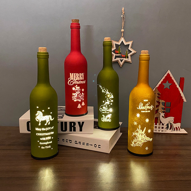 Cross-border explosive holiday supplies LED Christmas wine bottle lights home bar decoration Christmas crafts creative layout